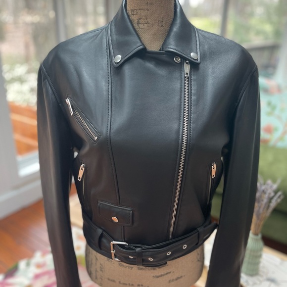 ❤️❤️❤️ The Kooples Worn Once Lambskin Leather Moto Jacket Size M (2) - Picture 2 of 16